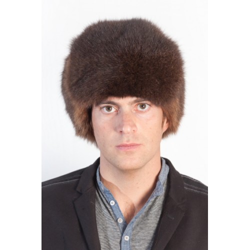 Possum fur hat - dark brown - with front